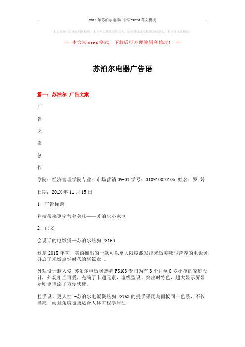 2019年苏泊尔电器广告语-word范文模板 (4页)