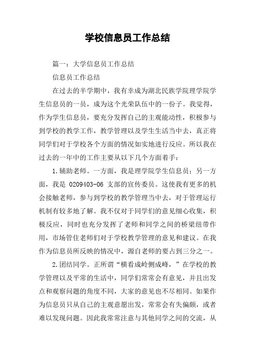 学校信息员工作总结