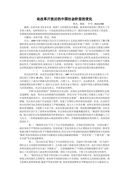 论改革开放后的中国社会阶层的变化