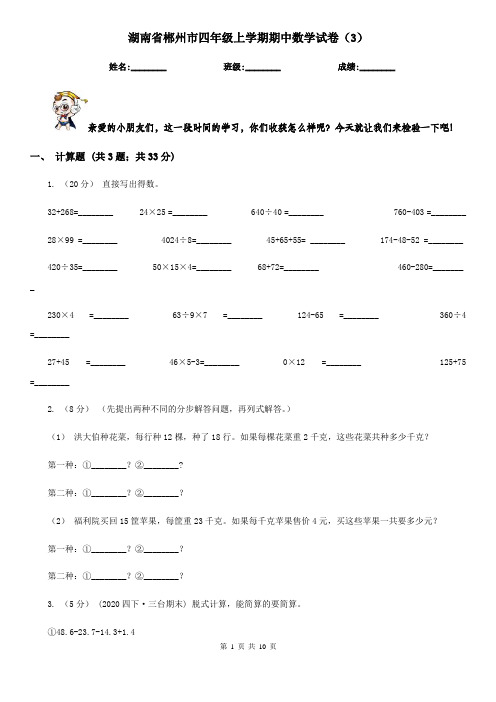 湖南省郴州市四年级上学期期中数学试卷(3)