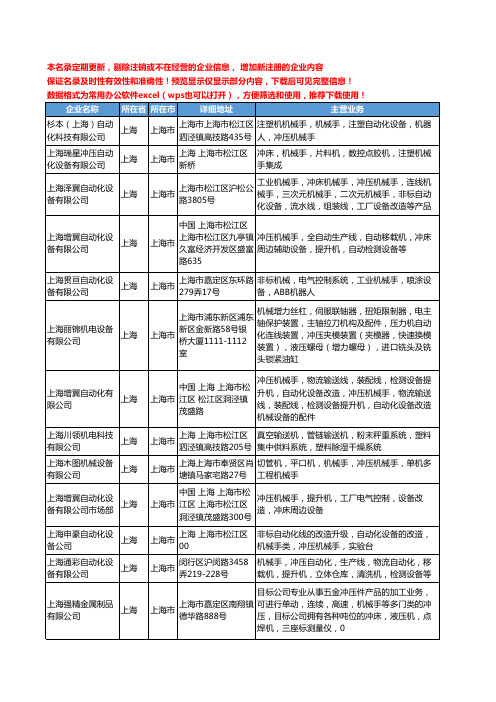 新版上海市冲压机械手工商企业公司商家名录名单联系方式大全16家