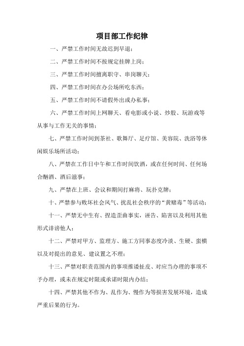 项目部工作纪律