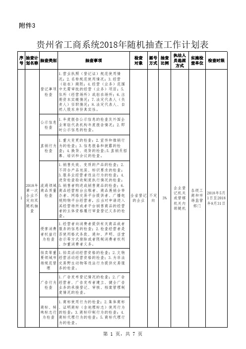 抽查工作计划表