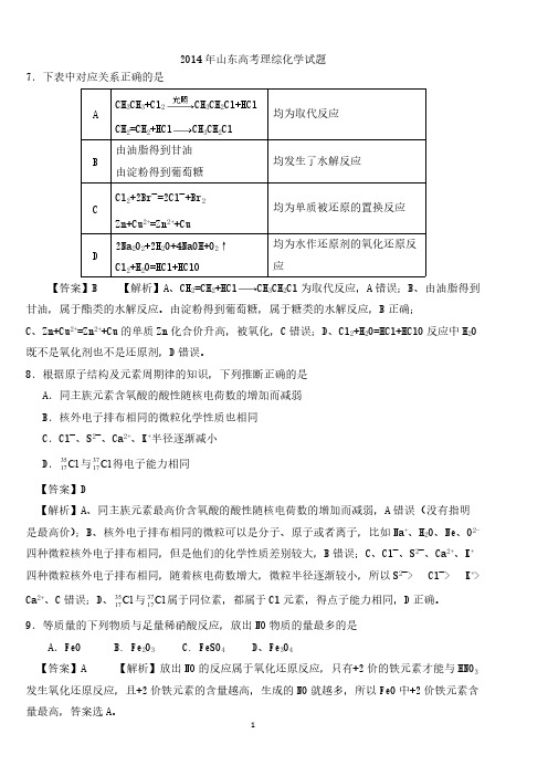 [vip专享]11-15年高考化学部分(含答案)