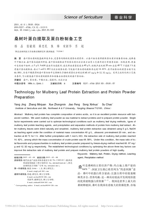 桑树叶蛋白提取及蛋白粉制备工艺_杨晶