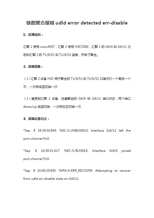 链路聚合报错udld error detected err-disable处理经验
