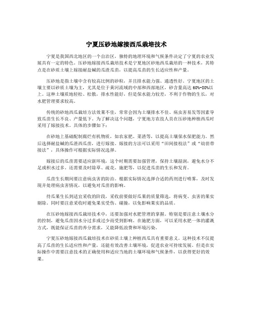 宁夏压砂地嫁接西瓜栽培技术