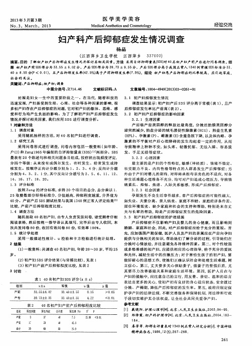 妇产科产后抑郁症发生情况调查