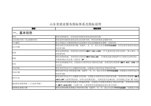 山东省就业服务指标体系