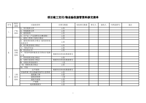 项目竣工交付物业验收接管资料移交清单