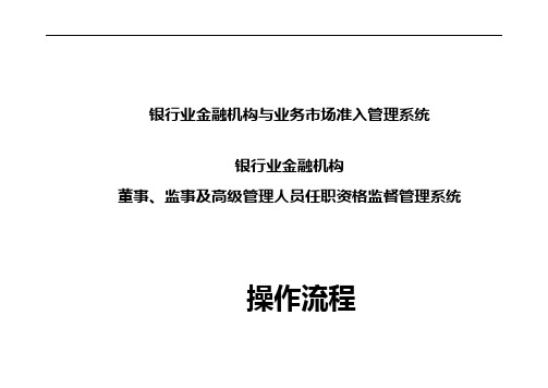 银行业金融机构与业务市场准入管理系统