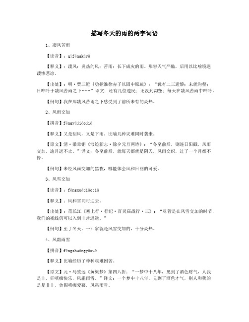 描写冬天的雨的两字词语
