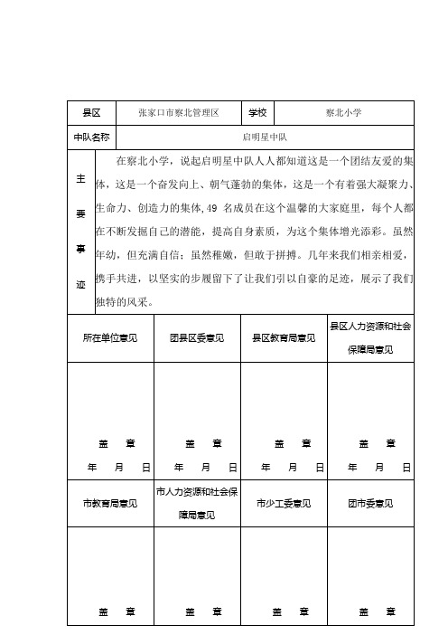 优秀中队申报表及事迹材料