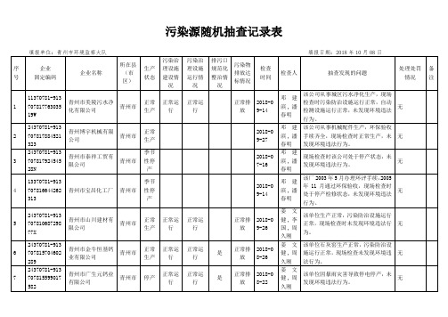 污染源随机抽查记录表