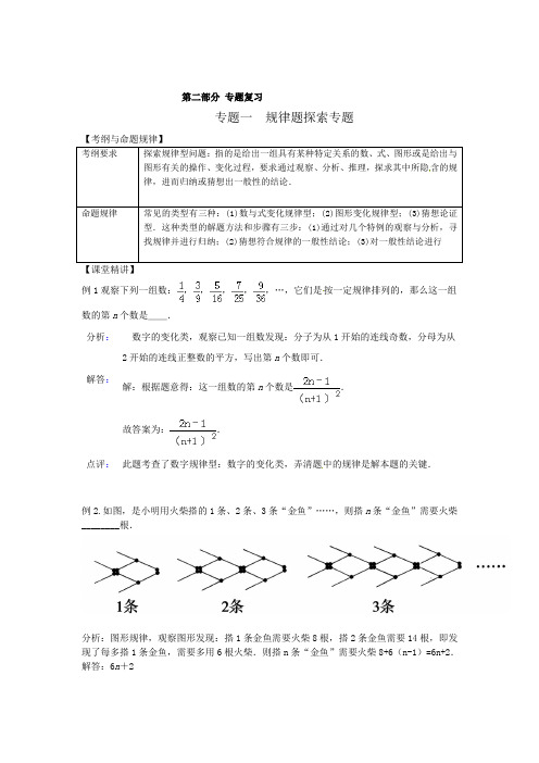 2019届人教版中考复习数学练习专题一：规律题探索专题(含答案)