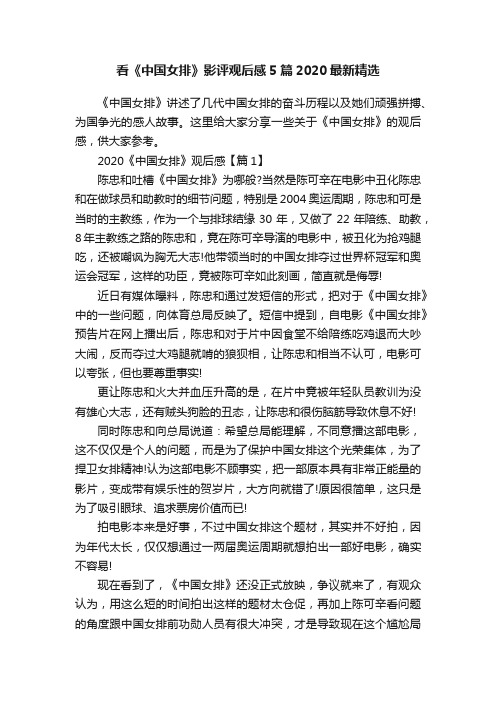 看《中国女排》影评观后感5篇2020最新精选