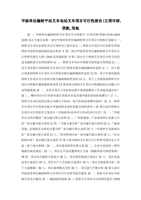 工作报告-甲级单位编制平动叉车电动叉车项目可行性报
