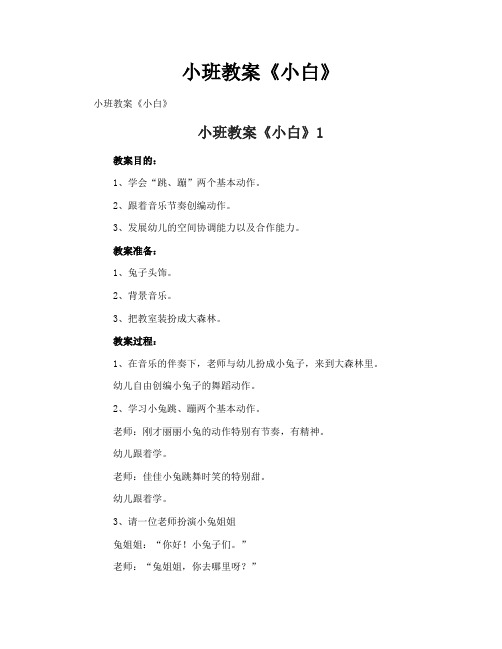 小班教案《小白》