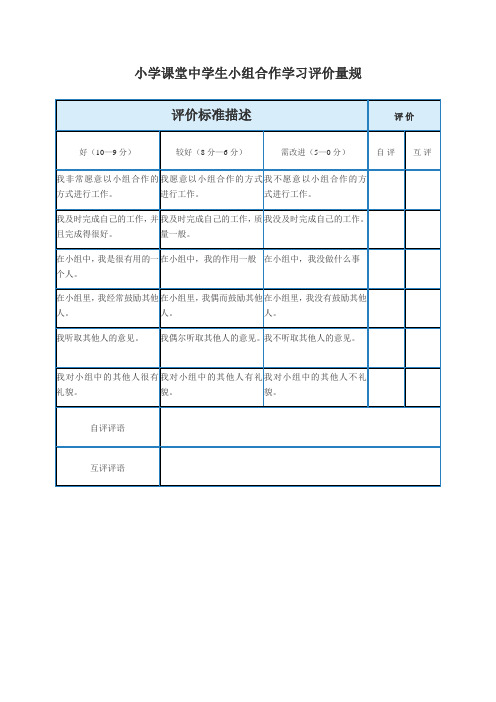 小组合作量规