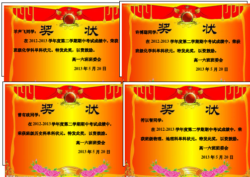 班级奖状