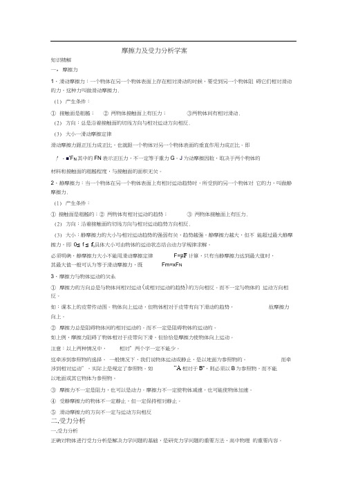 摩擦力及受力分析