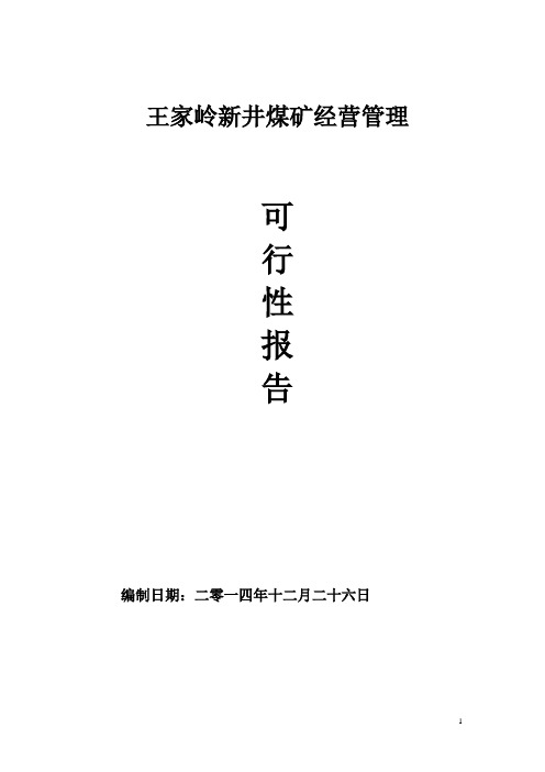 王家岭新井煤矿承包经营可行性报告