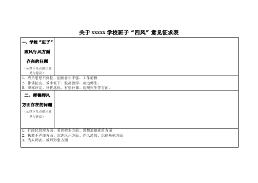 xxx学校“四风”意见征求表