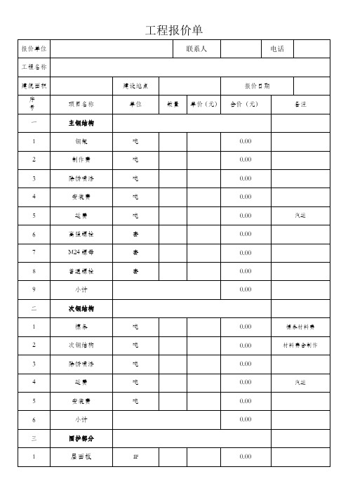 工程报价单模板