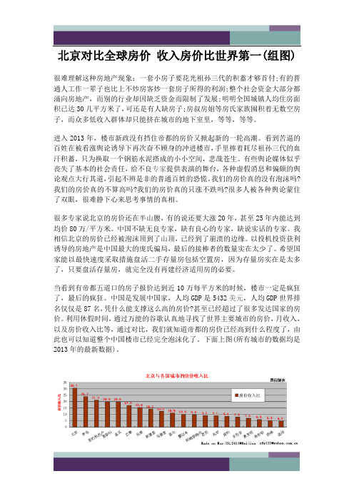 北京对比全球房价 收入房价比世界第一