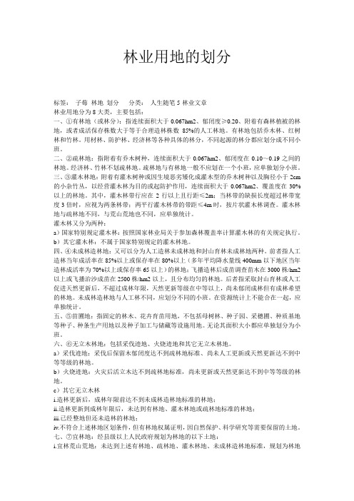 林业用地的划分