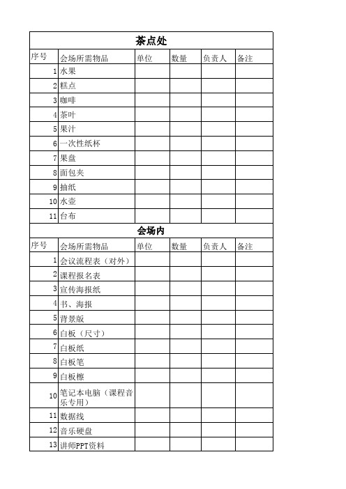 会议物品清单