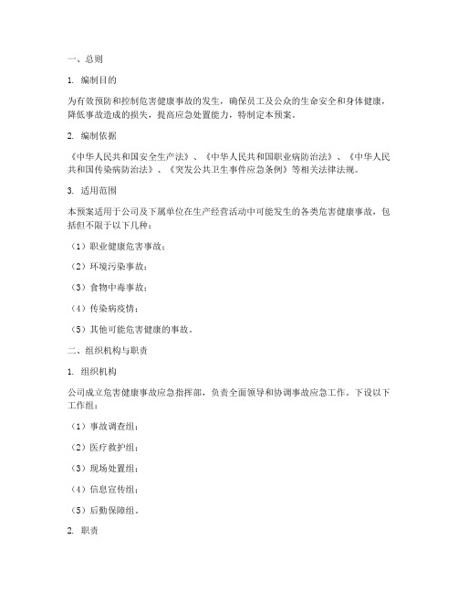 危害健康事故应急预案