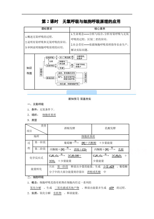 2020-2021学年高中生物新教材人教版必修1学案：第5章第3节第2课时无氧呼吸与细胞呼吸原理的应