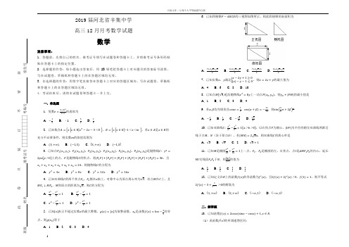 100所名校河北省辛集中学2019届高三12月月考数学试卷