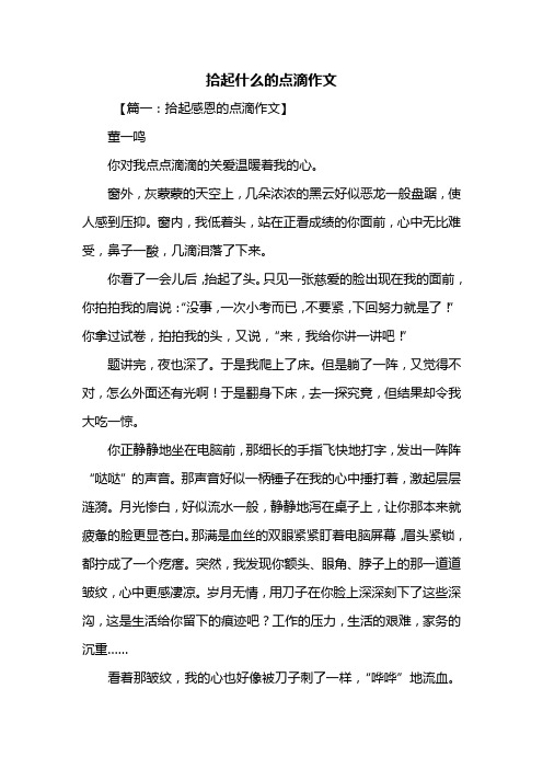 初三作文：拾起什么的点滴作文