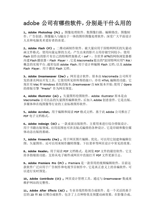 adobe公司有哪些软件