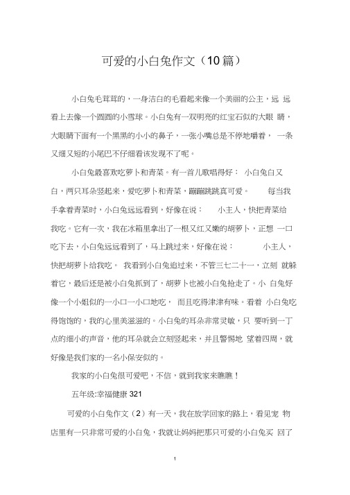 可爱的小白兔作文(10篇)
