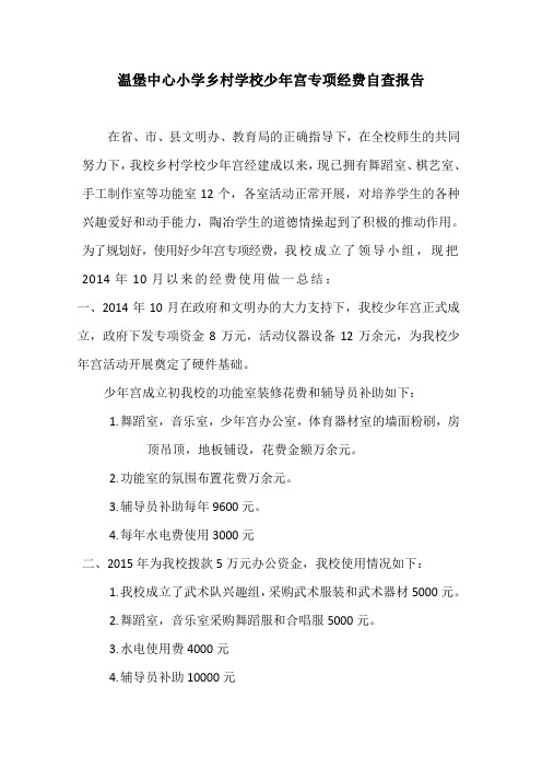 温堡中心小学乡村学校少年宫专项经费自查报告-(自动保存的)