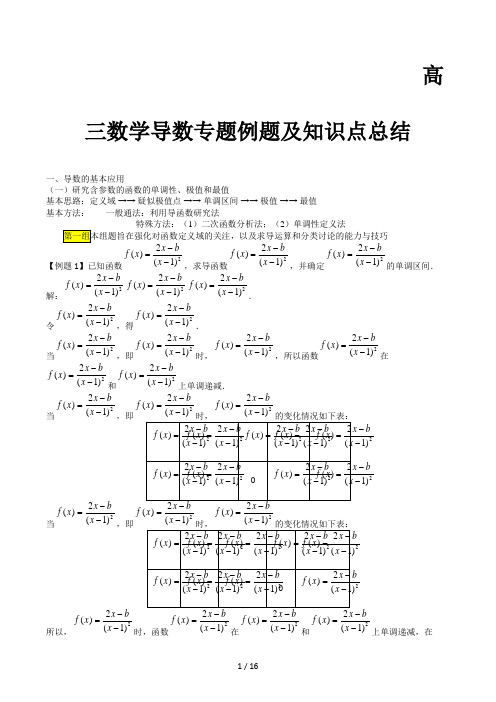 高三数学导数专题例题及知识点总结