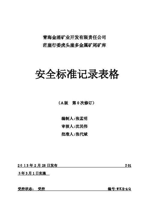 尾矿库安全标准化记录表格