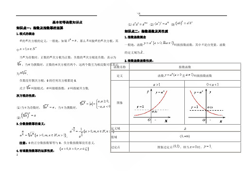 指数对数函数基本知识点