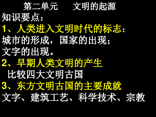 文明的起源知识要点1人类进入文明时代的标志