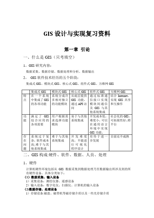 GIS设计与实现大学考试复习资料(老师划重点版)