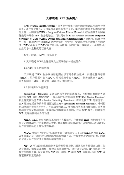 天津联通IVPN业务简介