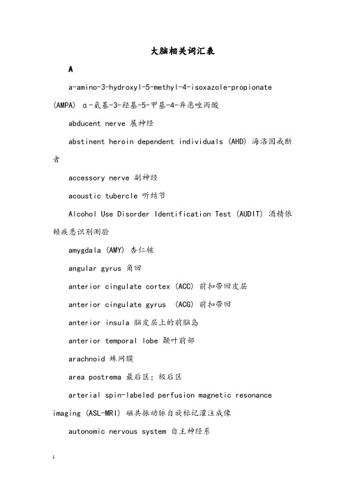 大脑词汇翻译(整理)