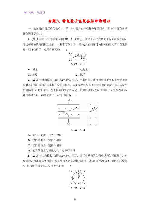 高三物理一轮复习课时作业4：专题八带电粒子在复合场中的运动