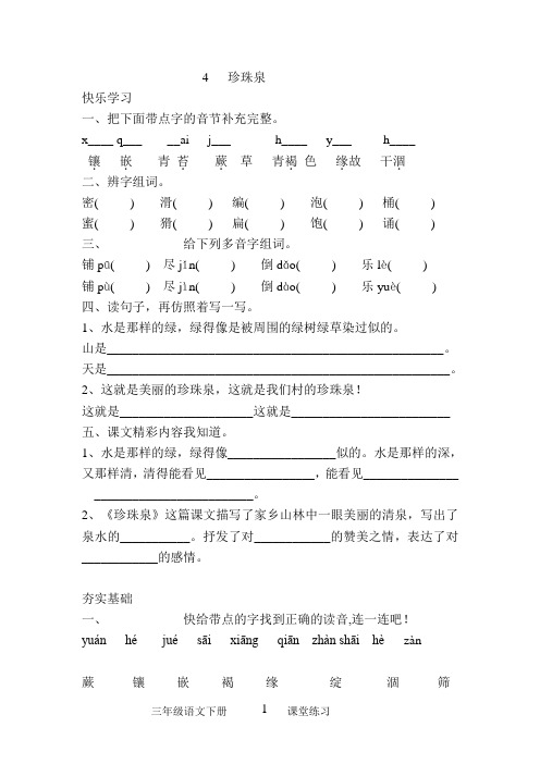 4   珍珠泉  课堂练习
