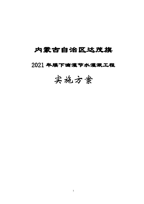 膜下滴灌节水灌溉项目实施方案
