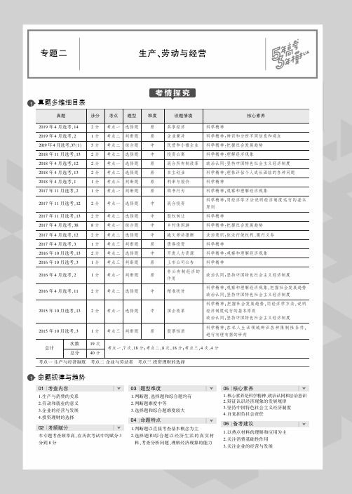 2020版高考政治一轮复习专题二生产、劳动与经营教师用书(PDF,含解析)