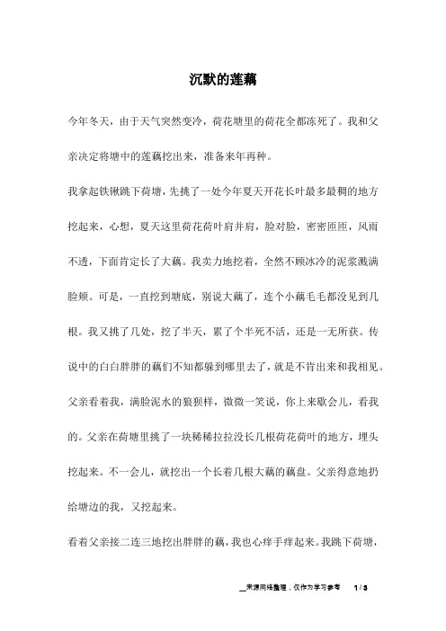 沉默的莲藕_成长故事